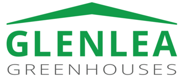 Logo of Glenlea Greenhouses featuring a green roof outline above the text 'GLENLEA GREENHOUSES' in green and gray.